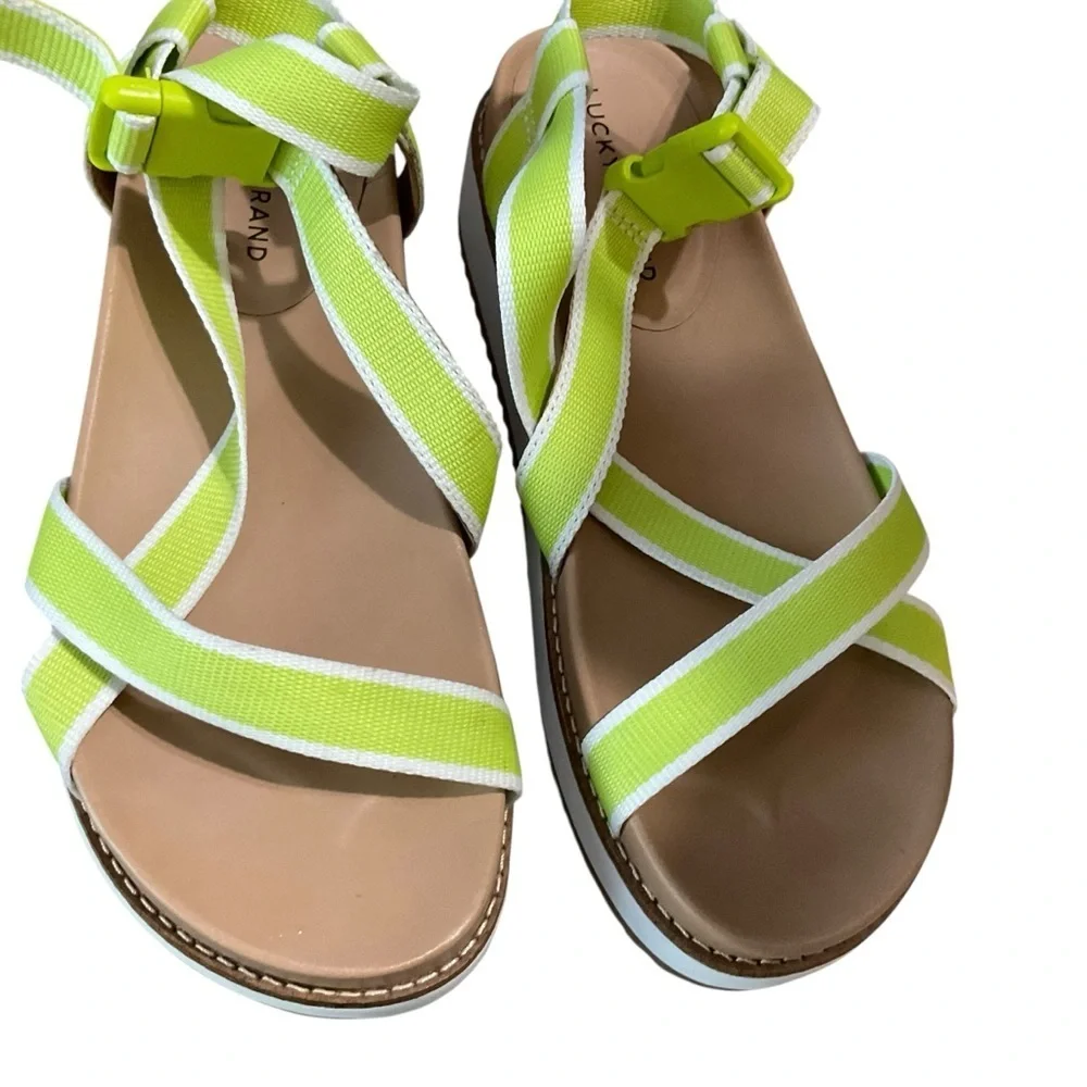 Lucky Brand Neon Green Strappy Platform Sandals Size 9.5 - Picture 7 of 8